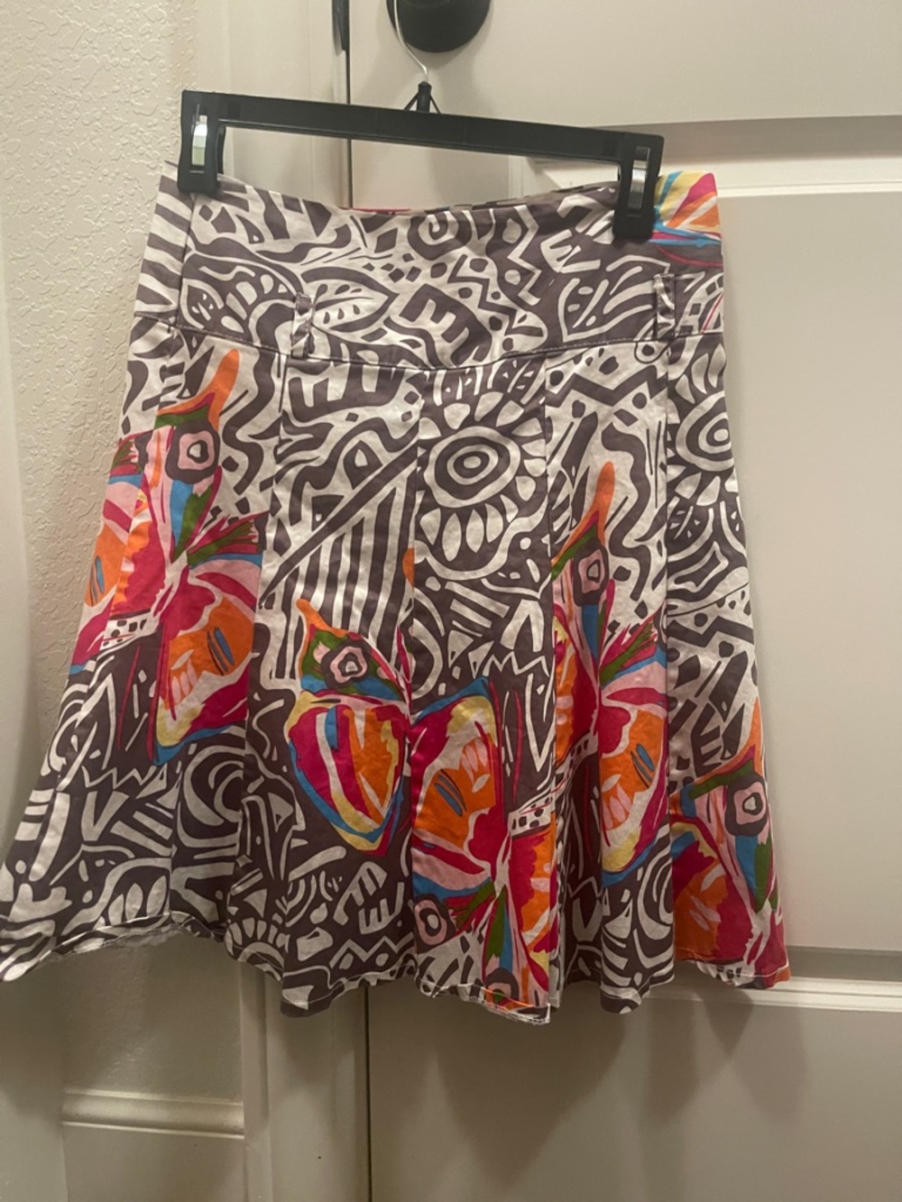 Abstract Butterfly Print A-Line Skirt in Multicolor